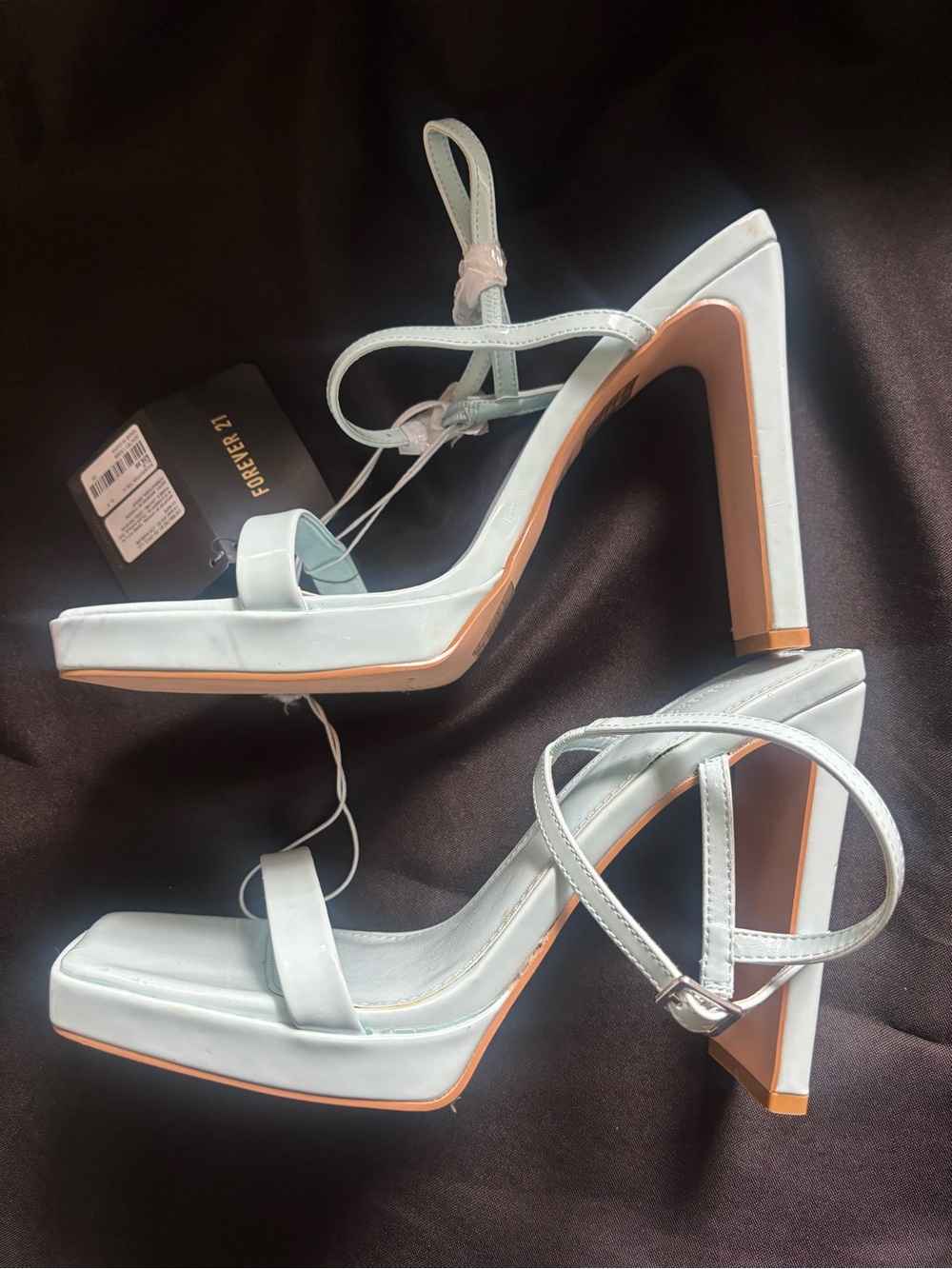 NWT Forever 21 Pale Mint Strappy Block Heel Sandals, Size 9